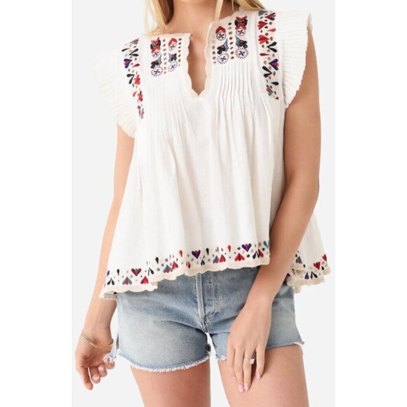 Sea Tops - NWT Sea New York Embroidered Women's Flutter Sleeve Top, XS